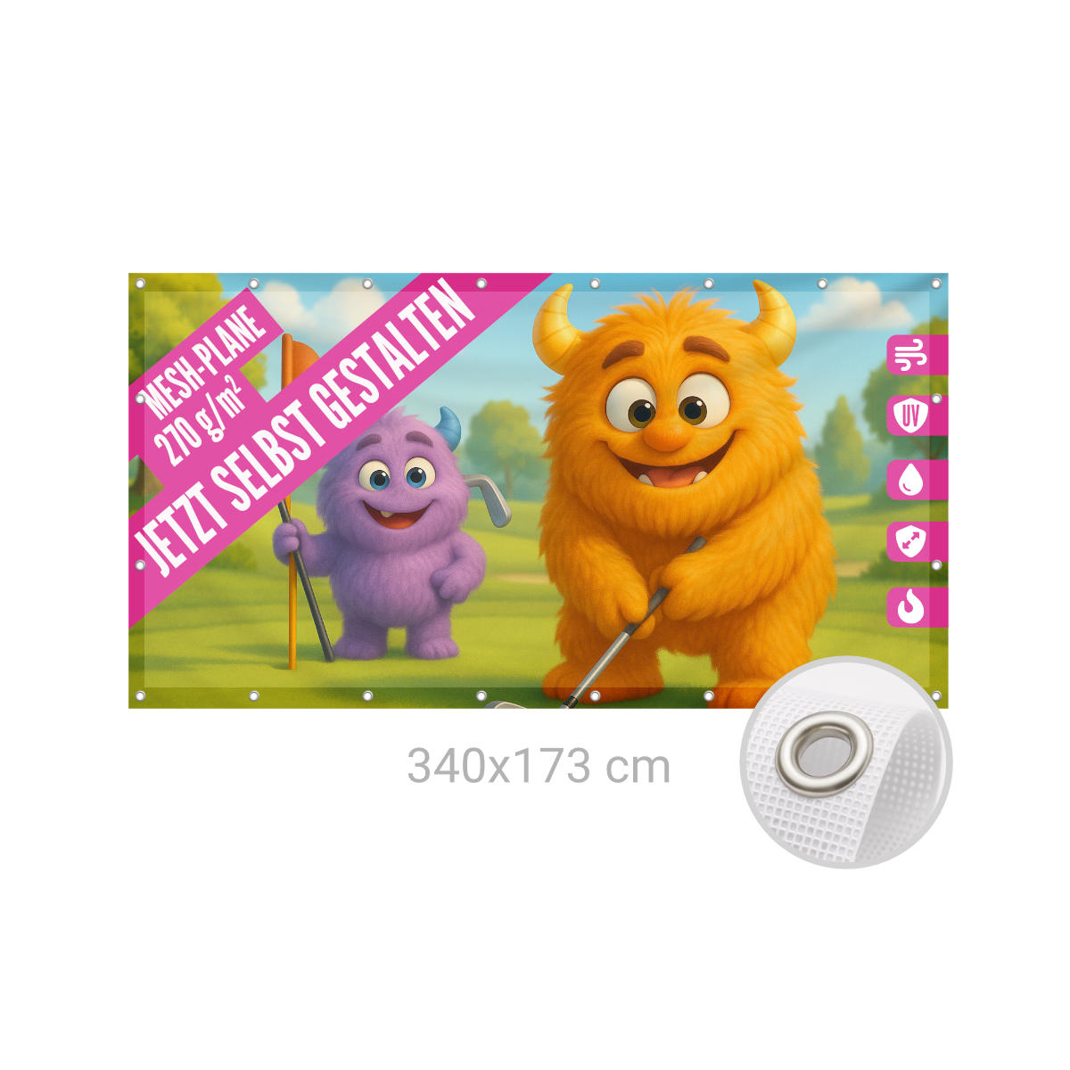 Bauzaunbanner 340 x 173 cm Mesh 270g B1