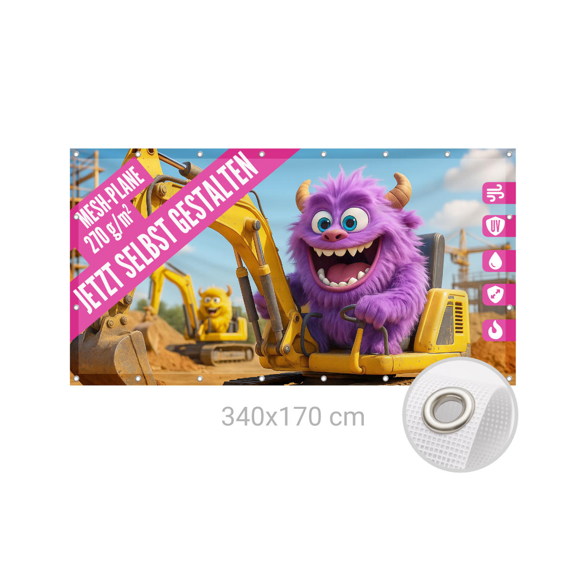 Bauzaunbanner 340 x 170 cm Mesh 270g B1