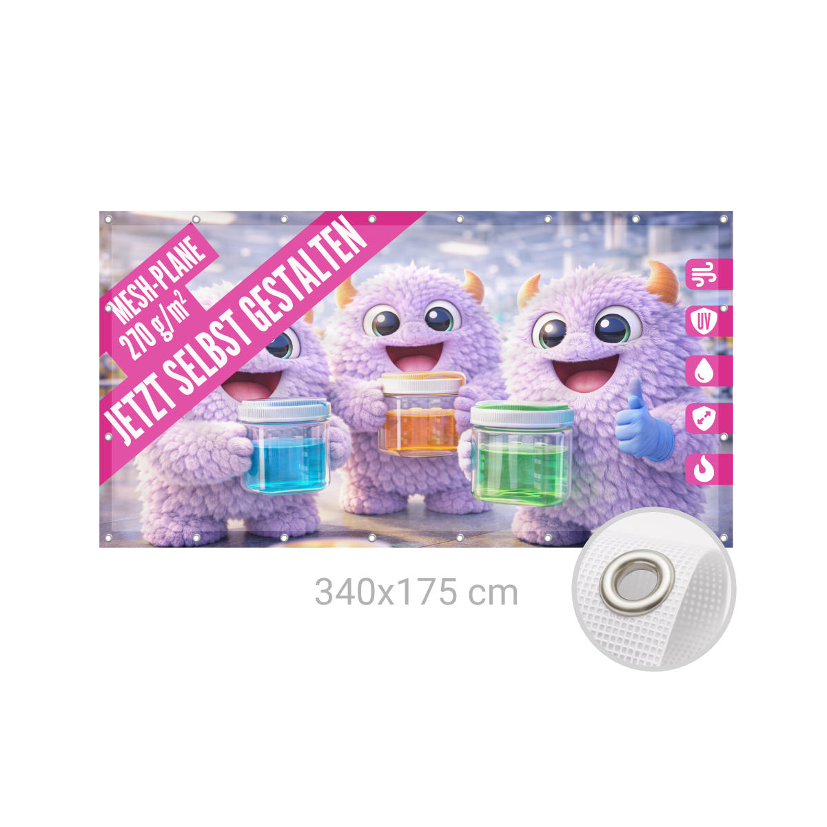 Bauzaunbanner 340 x 175 cm Mesh 270g B1