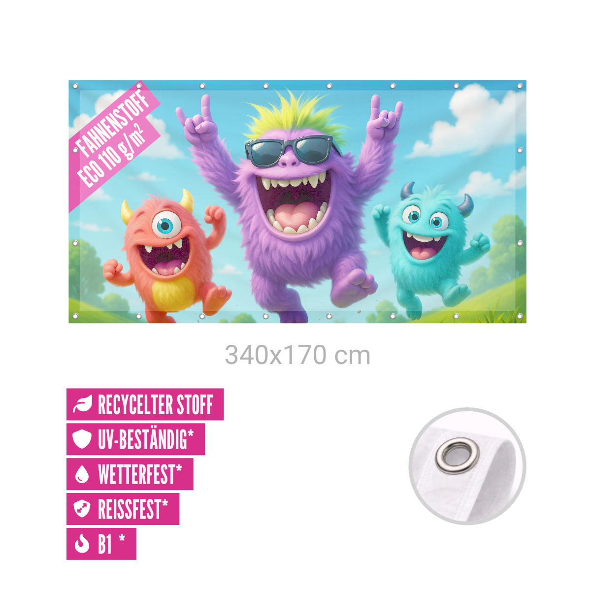 Bauzaunbanner 340 x 170 cm Recycling 110g B1