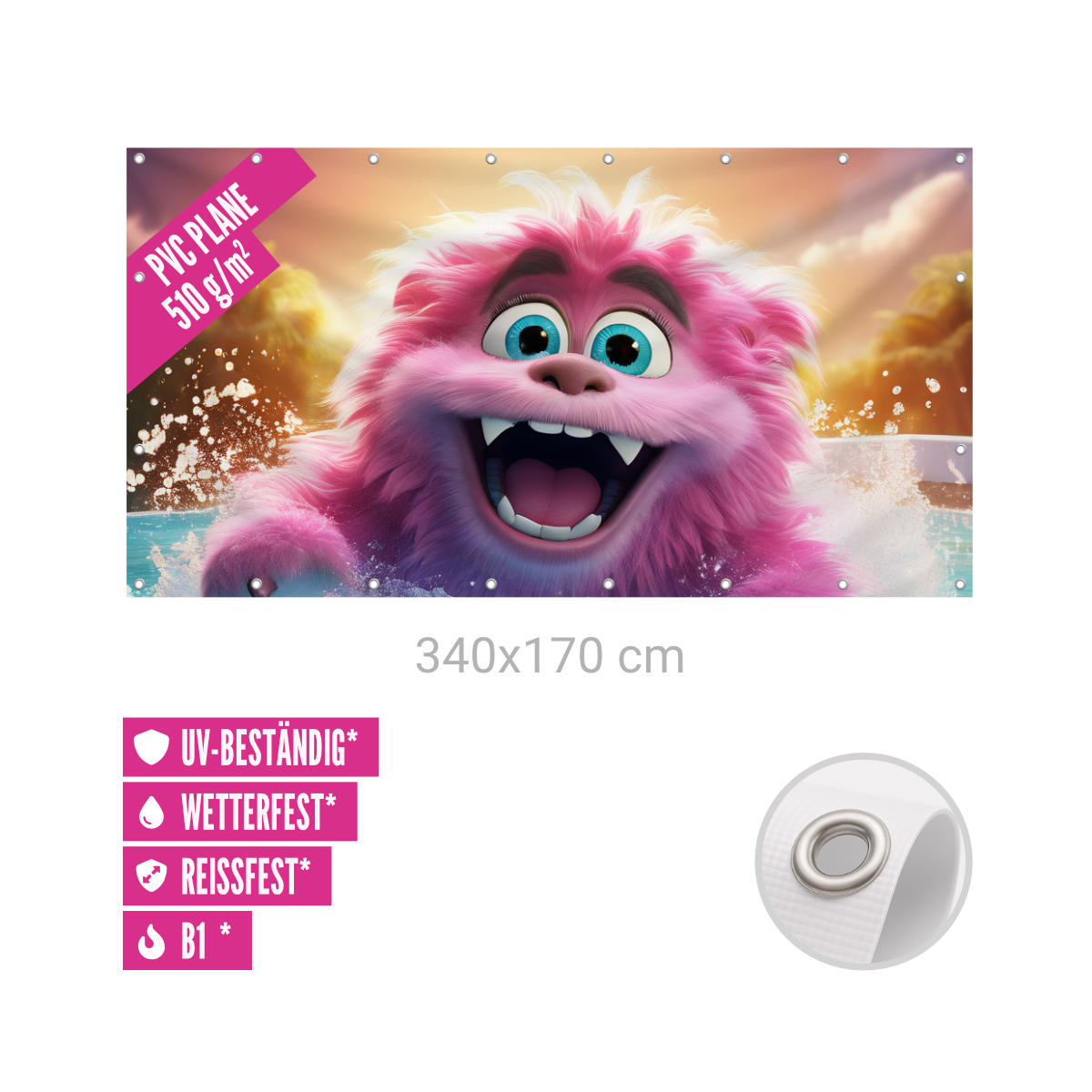 Bauzaunbanner 340 x 170 cm Frontlit 500g B1