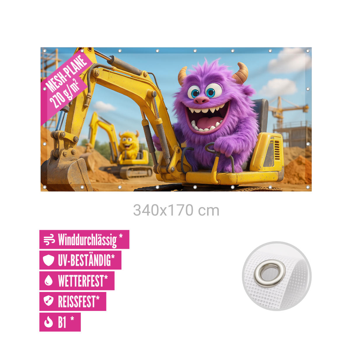 Bauzaunbanner 340 x 170 cm Mesh 270g B1