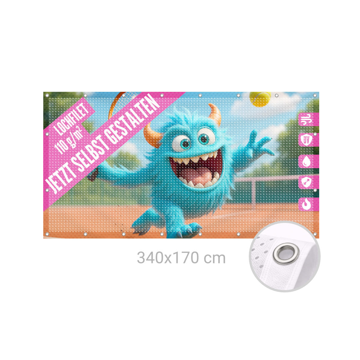 Bauzaunbanner 340 x 170 cm Lochfilet 110g B1