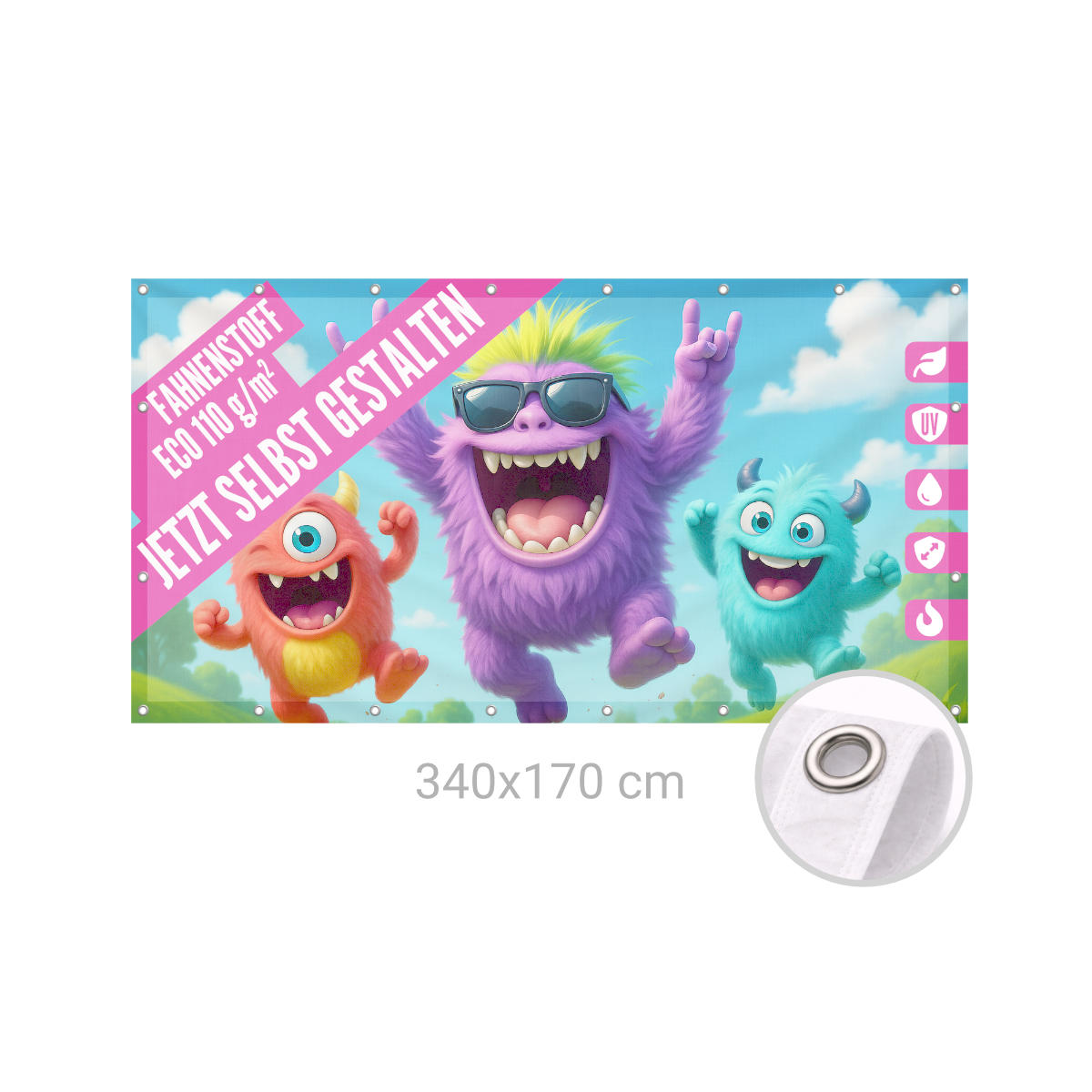 Bauzaunbanner 340 x 170 cm Recycling 110g B1