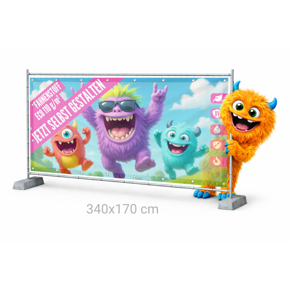 Bauzaunbanner 340 x 170 cm Recycling 110g B1