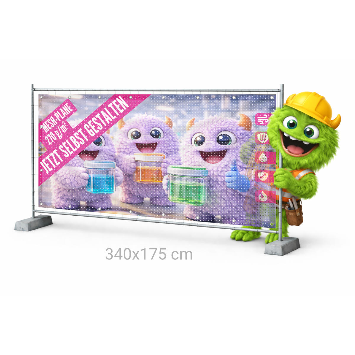 Bauzaunbanner 340 x 175 cm Mesh 270g B1